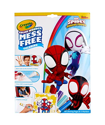 Crayola Spiderman Color Wonder Coloring Set, 18 Spiderman Mess Free Coloring Pages for Toddlers, Spiderman Toys, Gifts for Kids - style: Spidey & Friends