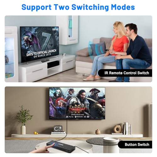 HDMI Switch 7 in 1 Out 4K@60Hz, 7 Port HDMI Switcher Selector Support HDR & HDCP 2.2 & Full 3D Compitable with Nintendo Switch,Xbox PS5/4,Fire Stick,Roku,Apple TV for Gaming & Home Entertainment - size: 4K@60Hz 7 in 1 Out HDMI Switch