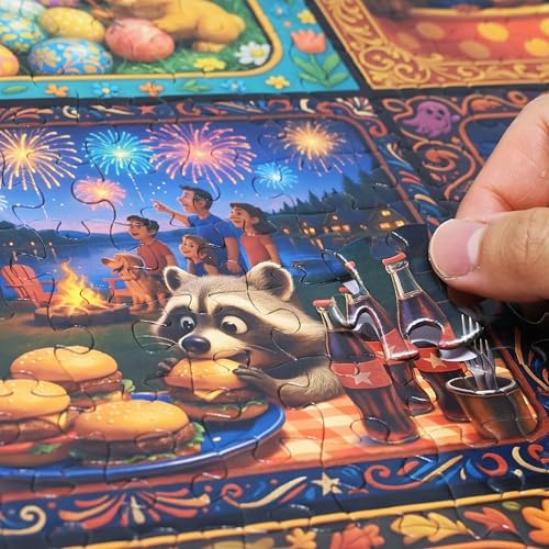 Think2Master Holiday Collage 500 Pieces Very Large Pieces Jigsaw Puzzle: 13+, Teens, Adults & Seniors. A Year of Celebration an Excellent Present for Birthdays, Christmas. Size: 26.8” X 18.9” - style: Holidays & Vacations