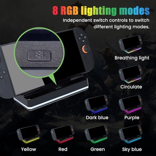 Cooling Fan and Stand Replacement with Colorful LED Light for Nintendo Switch 2 Console Silent Fan Cooler Stand with 3 USB Port Nintendo Switch 2 Cooling System
