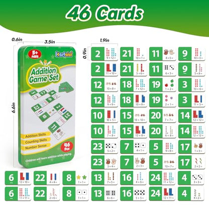 Kasfalci Addition Dominoes Set,Math Games for Kids,Math Manipulatives,Counting Toys,Learning Games,Preschool Learning Activities,Homeschool Supplies,Kindergarten Classroom Must Haves,1st 2nd 3rd Grade - style: Addition