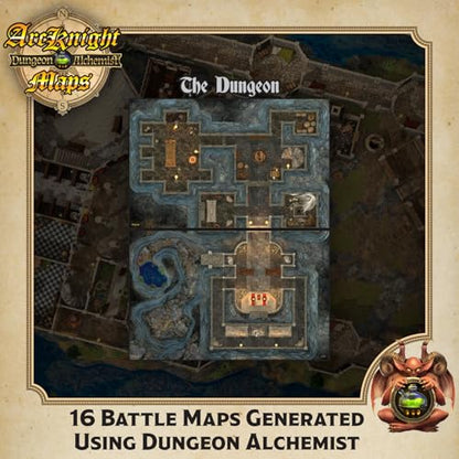 Arcknight The Noble's Keep Roleplaying D&D Battle Map; 16 Modular RPG Maps in 8 Double-Sided Pages, 1" Square Grid, Modular & Versatile DND Map for ttrpg Gaming - for Dungeons & Dragons, Pathfinder - style: Noble Keep