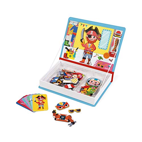 Janod - MagnetiBook 45 pc Magnetic Boys Costumes Dress Up Game - Travel Entertainment - Encourages Imaginative Play - Boosts Creativity and Confidence - Enhances Fine Motor Skills | Travel Entertainment - Enhances Fine Motor Skills - Boosts Creativity and