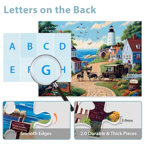 500 Pieces Puzzle for Adults, Town Horse House Puzzle, Recycled Cardboard Jigsaw Puzzles 500 Pieces for Adult, Challenging Puzzles Game Home Decor Birthday Party Gift Toy Seniors 20.5 * 15 in - style: Town