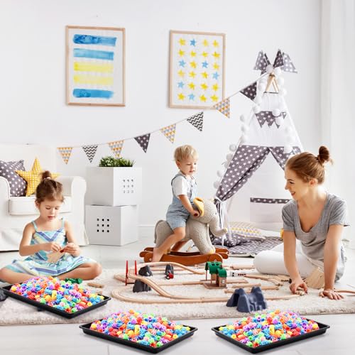 Maitys 15 Pack Plastic Art Trays 12 x 16 Inch Activity Crafts Trays Sensory Tray DIY Projects, Painting, Beads, Jewelry Office Home Organizer Arts and Crafts Supplies(Black) - color: Black