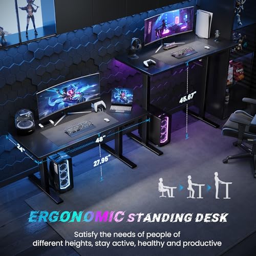 SIAGO Electric Standing Desk Adjustable - 48 x 24 Inch Sit Stand up Desk with Cable Management - 3 Memory Preset Adjustable Height Table | Smooth Height Adjustment, 200lbs Stability, 3 Memory Presets, Cable Management, Pre-Labeled Easy Assembly - color: C