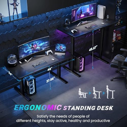 SIAGO Electric Standing Desk Adjustable - 48 x 24 Inch Sit Stand up Desk with Cable Management - 3 Memory Preset Adjustable Height Table | Smooth Height Adjustment, 200lbs Stability, 3 Memory Presets, Cable Management, Pre-Labeled Easy Assembly - color: C