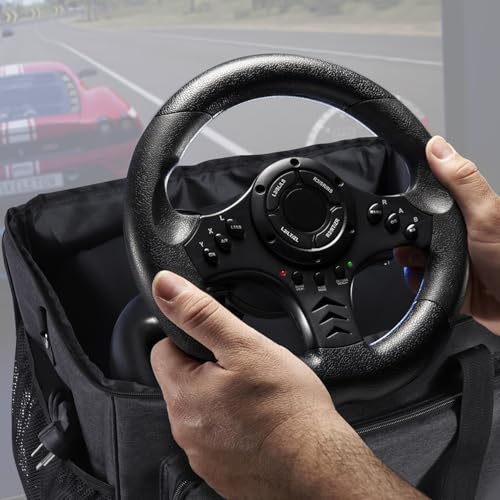 Storage Case for Driving Force Racing Wheel and Floor Pedals | Portable Pedals Carrying Organizer with Shoulder Strap Steering Wheel Storage Carrying Case for PS5 PS4 PC