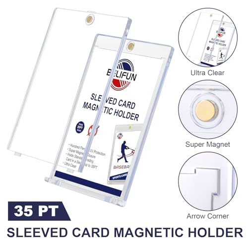 20-Pack One Touch Sleeved-Card Magnetic-Holders - 35PT Trading Card Holders, UV Protection Clear Acrylic Card Cases, Magnet Case Protectors for Game Cards, Baseball Cards, Sports Cards, Standard Cards - size: 20ct Sleeved Card Magnetic Holder