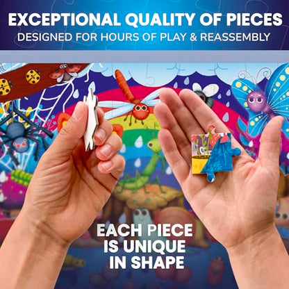 4 x 60 Piece Puzzles for Kids Ages 4-6 - Educational Kids Puzzles Ages 4-8 | Glow-in-the-Dark - Farm Bugs, Tropical and Ocean Animals - Toddler Puzzle - Learning Kids Games Ages 4-8 - Gift for Children - color: 4x60 Bugs