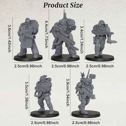 AUSPDICE Sci-Fi Operatives for Miniature Games, 28mm RPG Figure Set-AS992 | Unpainted Resin 5pc Sci-Fi Elite Squad for TTRPG Wargames, Tabletop RPG, Dungeon Masters, Skirmish Battles and RPG Gifts
