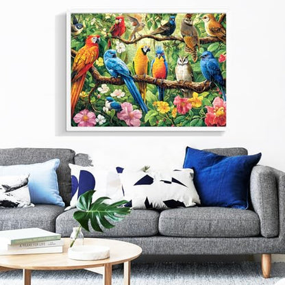 300 Piece Puzzle for Adults,Jungle Parrots Jigsaw Puzzles Adults Kids Seniors,Large Piece Animal Puzzle for Kids Ages 8-10 10-12,Bird Flower Puzzles Letters on Back,Unique Puzzles Great Gift,20.5*15in - style: Flower Birds