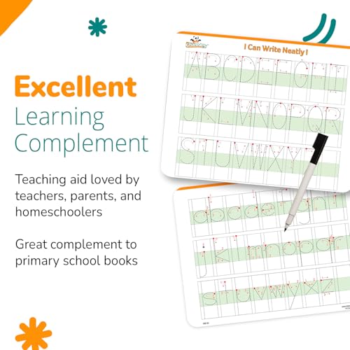 Channie’s Visual Dry Erase Alphabet or Numbers Hard Board - Handwriting for Pre-K, Kindergarten, Elementary School Students (My First Alphabet) Homeschool Learning Supplies & Summer Teaching Workbooks - style: My First Alphabet