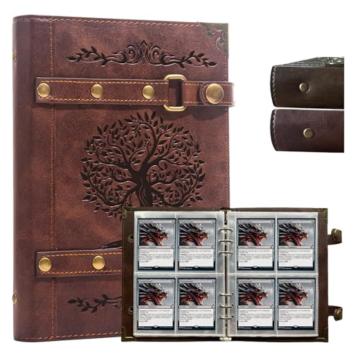 Trading Card Binder,4 Pockets 240 Cards Holder Collector Album | with 30 Removable Sleeves Compatible For Football Card TCG Game Sports Cards Card Holder Binder Magic The Gathering Card - color: x6-Tree of Life-Red
