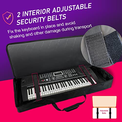 Ruibo 61 Key Keyboard Gig Bag Case,Portable Durable Keyboard Piano Waterproof 600D Oxford Cloth with 10mm Cotton Padded Case Gig Bag 40"x16"x6" - color: Black