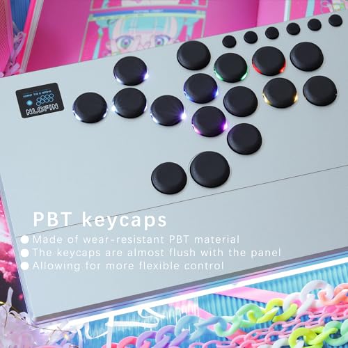 NLOFIN Leverless Arcade Stick 16Keys All-Button Leverless Controller,Silver | Custom RGB Arcade Fighting Stick,for PS4/PS5/PC/Switch/Steam, Aluminum Controller,Supports Hot-Swap&SOCD - color: Silver