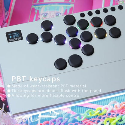 NLOFIN Leverless Arcade Stick 16Keys All-Button Leverless Controller,Silver | Custom RGB Arcade Fighting Stick,for PS4/PS5/PC/Switch/Steam, Aluminum Controller,Supports Hot-Swap&SOCD - color: Silver
