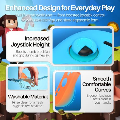 TNP JoyCon 2 Case Cover for Nintendo Switch 2 2025 - Soft Anti-Slip Silicone Protective Skin with Thumb Grip Caps Compatible with Nintendo Switch 2 Joy-Con 2 Controllers, 2 Pack (Neon Blue+Orange) - color: Neon Blue + Orange