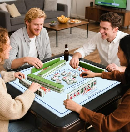 Blue Coastal Beach Crab Mahjong Mat 31.5x31.5 Inch, Non-Slip and Noise Reduction Mah Jong Table Mat Cover Gifts for Mahjong Lovers Poker Board Games Dominoes - color: Blue Coastal Beach Crab