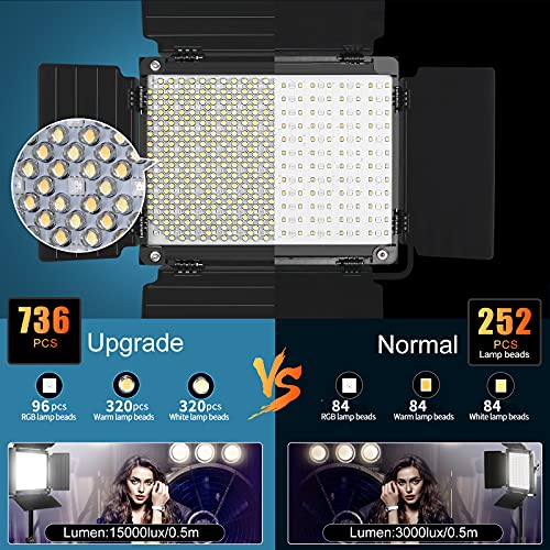 GVM RGB LED Video Light with Bluetooth Control, 360° Full Color 1000D PRO Video Lighting Kit with 736pcs Led Beads, 2 Packs Led Panel Light for YouTube Studio, Video Shooting, Conference, CRI 97+ - color: 1000D
