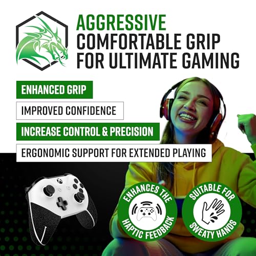 Dragon Grips Xbox Controller Grips - Ultra Thin 0.5mm Anti-Slip Textured Rubber Grip Accessory for Xbox One & Elite Controllers - Full Coverage for Triggers, D-Pad, Top Buttons, Made in USA, Pack of 2 - size: 2 Sheets Per Pack