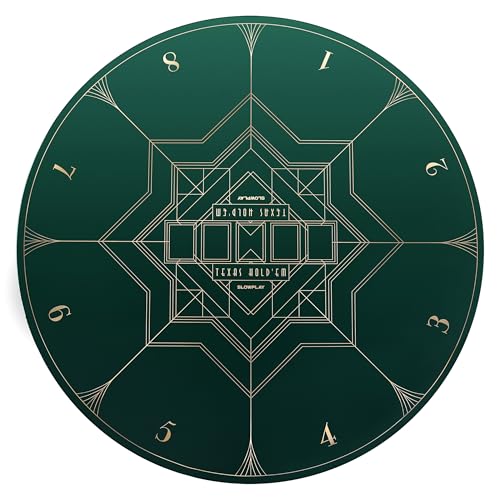 SLOWPLAY Nash Poker Mat, Ultra Smooth, Portable, Art Deco Layout | Velvety smooth surface; non-slip rubber base; hemmed edges; super portable carry bag; exquisite Art-Deco design - color: 47 Inch Round