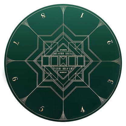 SLOWPLAY Nash Poker Mat, Ultra Smooth, Portable, Art Deco Layout | Velvety smooth surface; non-slip rubber base; hemmed edges; super portable carry bag; exquisite Art-Deco design - color: 47 Inch Round