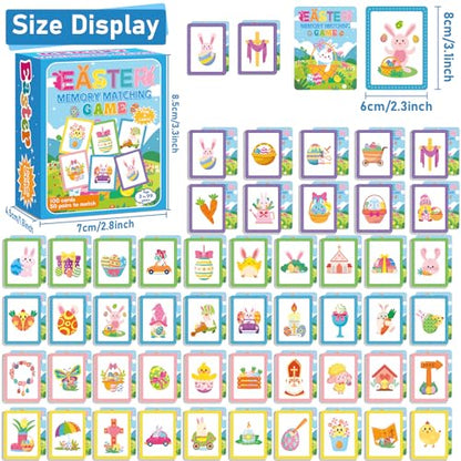 gisgfim 100 PCS Memory Matching Game Easter Concentration Memory Games Card Learning Educational A Fun & Fast Easter Egg Bunny Religious Cross Matching Games - style: Easter