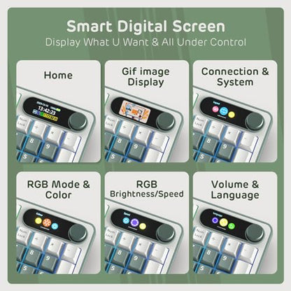RK ROYAL KLUDGE S98 Wireless Mechanical Keyboard w/Smart Display & Knob | 96% RGB Wireless Gaming Keyboard BT/2.4G/USB-C, Hot Swappable Custom Keyboards, Creamy Sound Silent Computer Keyboard - color: Clay Green, size: Linear Silent Switch