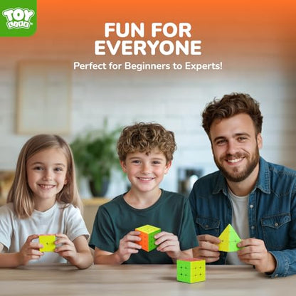 STEAM Life Speed Cube Set 4 Pack Magic Cube | Includes Speed Cubes 3x3, 2x2 Speed Cube, 4x4, Pyramid Cube, Smoothly Puzzle Cube Bundle Magic Cubes Collection for Kids & Adults - color: 4 Pcs