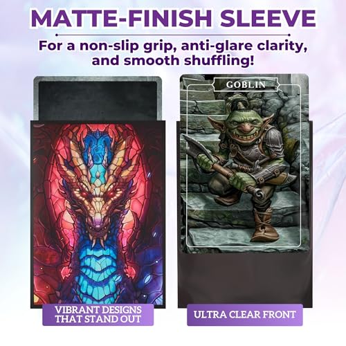 Card Sleeves – 100 Count | Ultra-Durable Matte Art Card Sleeves for Intense Shuffling | Premium Fit | Standard Size Wear-Resistant Sleeve - color: Fire & Ice Dragon