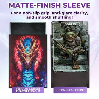 Card Sleeves – 100 Count | Ultra-Durable Matte Art Card Sleeves for Intense Shuffling | Premium Fit | Standard Size Wear-Resistant Sleeve - color: Fire & Ice Dragon