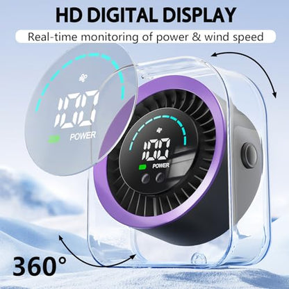 Desk Fan Small Quiet, Rechargeable USB Table Fan with Turbo Airflow, 100 Speeds LED Display, 360° Rotation, Portable Battery Powered Desktop Fan for Bedroom Home Office Travel, Grey - color: Grey