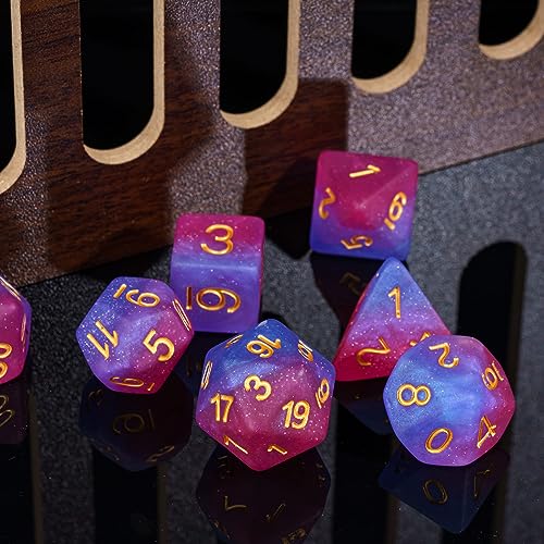 7PCS DND Dice Bisexual-Pride Polyhedral Dice Set D&D Homosexual Flag for RPG and Other Tabletop Games(Matte) | Leather Storage Bag, DM Gift, for Dungeons and Dragons Role Playing Games - color: Flag-bisexual-pride(matte)