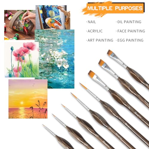 Detail Paint Brushes Set 8pcs Miniature Brushes for Fine Detailing, Acrylic,Model, Face, Figurine, Watercolor, Oil, Triangular Grip, Nylon Bristles - color: 8pcs Transparent Brown Set