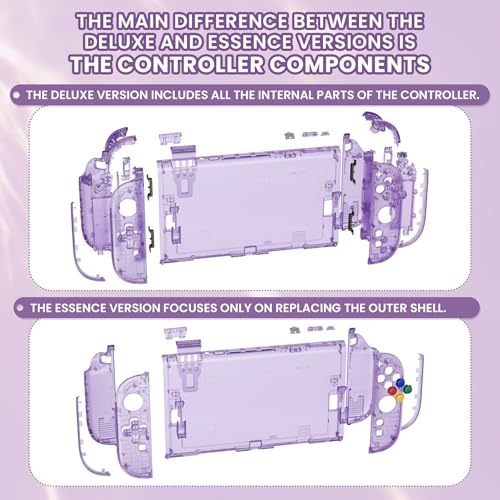 eXtremeRate DIY Replacement Shell Buttons (D-Pad Ver) for Nintendo Switch 2, Full Set Rear Back Plate Controller Housing Buttons for Switch 2 Console & Joycon 2 - Deluxe Version - Clear Atomic Purple - color: Clear Atomic Purple