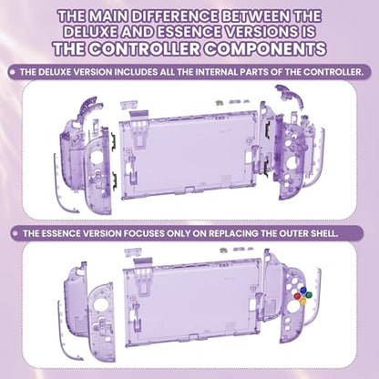 eXtremeRate DIY Replacement Shell Buttons (D-Pad Ver) for Nintendo Switch 2, Full Set Rear Back Plate Controller Housing Buttons for Switch 2 Console & Joycon 2 - Deluxe Version - Clear Atomic Purple - color: Clear Atomic Purple