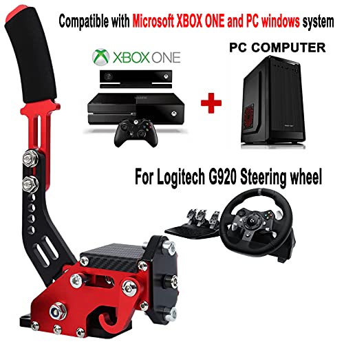Obokidly 64 bit USB Handbrake SIM For XBOX ONE Racing Games Compatible with Logitech G920 Not For G923 FANATECOSW Dirt Rally Without Clamp (Red) - color: Red