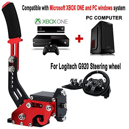 Obokidly 64 bit USB Handbrake SIM For XBOX ONE Racing Games Compatible with Logitech G920 Not For G923 FANATECOSW Dirt Rally Without Clamp (Red) - color: Red