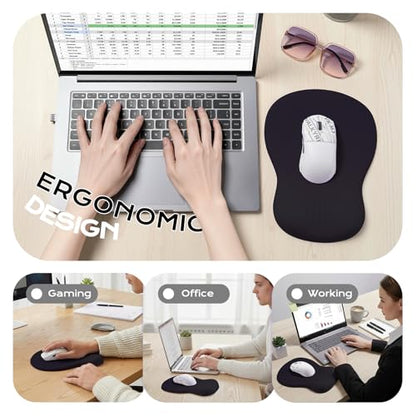 Mouse Pad with Wrist Rest - Black Mousepad with Wrist Support, Ergonomic Mouse Pad with Wrist Rest for Mouse Gaming Laptop Work - color: black mouse pad