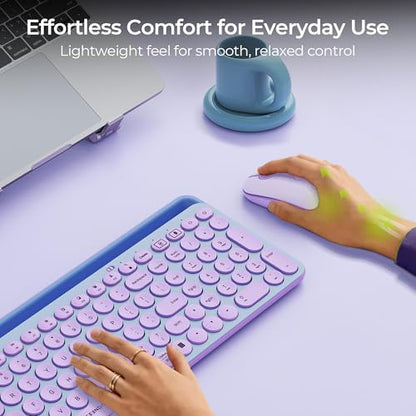 seenda MOU001 Bluetooth Wireless Mouse for Laptop,Slim Computer Mice,Purple | Rechargeable Computer mouse with USB and dual Bluetooth, 3-level DPI and quiet clicks for Windows, Macbook, iPad and Travel. - color: purple
