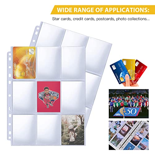 9 Pocket Page Protector, Holds 1800 Cards,Trading Card Sleeve, Baseball Card Sheets or Skylanders, MTG, Coupon, Game Cards, Trading Cards, Football Cards ，100 Pack - size: 100