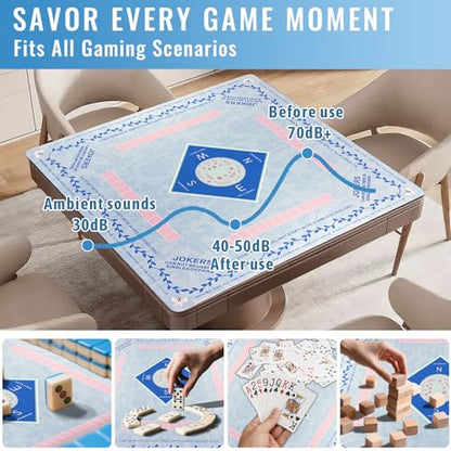 Mahjong Mat 31.5 * 31.5 Inch Non-Slip Noise Reduction, American Mahjong Mat for Table with Bag, Waterproof Surface Mah Jongg Mats for Poker, Card, Dominoes, Board & Tile Games - color: Light Blue