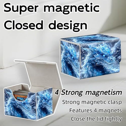 Trading Card Storage Box, Holds 100+ for MTG Cards, Premium PU Leather with Magnetic Closure, Ice Dragon In Snow Durable Deck Box for Magic the Gathering, Trading Card Games - color: Ice Dragon In Snow