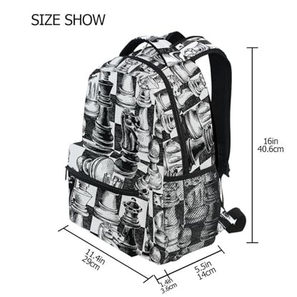 Backpack Black White Chess Board Bookbag Daypack Travel Hiking Camping School Laptop Bag - color: Multi Pattern 13