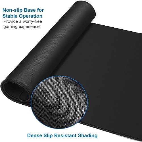 Large Extended Gaming Mouse Pad, Water Resist Non-Slip Mousepad Rubber Base Long Desk Mouse Pad with Stitched Edges, Computer Keyboard Mouse Mat for Gaming, Office & Home, 31.5 x 11.7 in, Black - color: Black, size: 31.5L x 11.7W inches