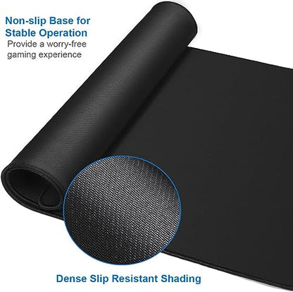 Large Extended Gaming Mouse Pad, Water Resist Non-Slip Mousepad Rubber Base Long Desk Mouse Pad with Stitched Edges, Computer Keyboard Mouse Mat for Gaming, Office & Home, 31.5 x 11.7 in, Black - color: Black, size: 31.5L x 11.7W inches