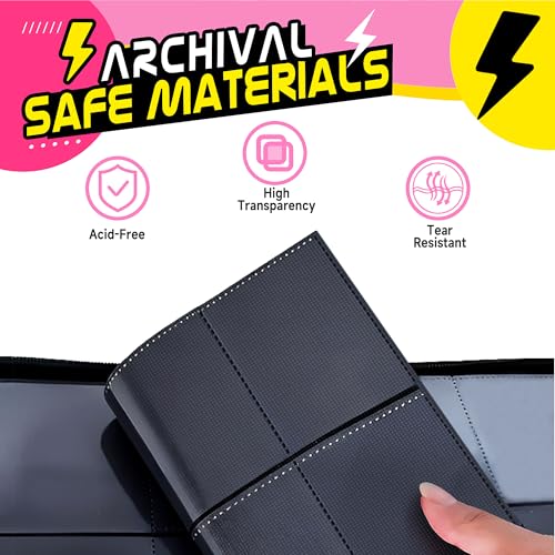 Trading Card Binder 4 Pocket,400 Pocket Card Collection Binder with 50 Removable Sleeves,PU Waterproof Top Card Book,3-Ring Zipper Collectible Trading Card Album for MTG/TCG/Card Holder Gift（Pink） - color: Pink, size: Small