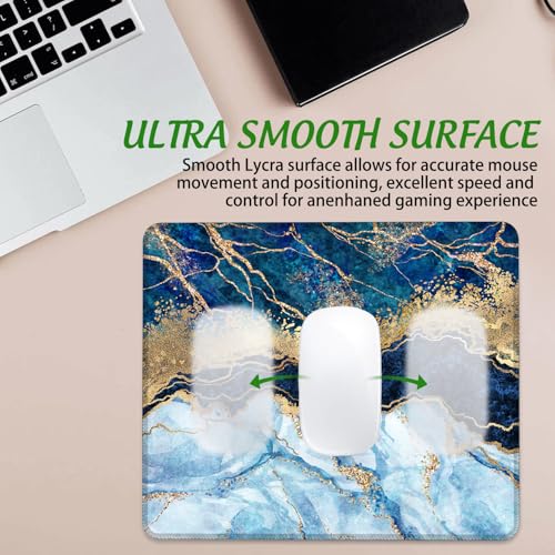 Mouse Pad Blue Liquid Marble Square Mousepad Desk Mat with Non Slip Rubber Base, Stitched Edge Mouse Mat Desk Pad for Work Game Office, 9.5x8 Inches - color: Blue Liquid Marble