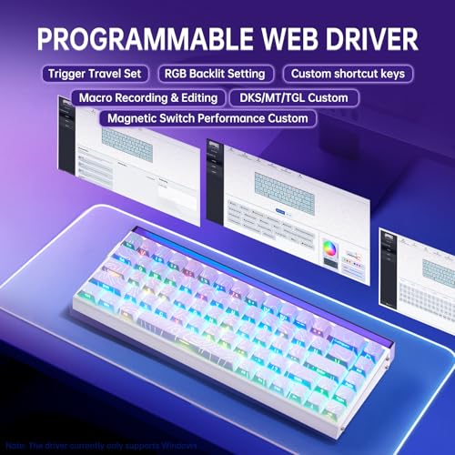 x AULA HERO 68 HE 60% Gaming Keyboard Wired, Hall Effect Mechanical Keyboard Mini with Adjustable Actuation, Rapid Trigger Mode, 8K Hz Polling Rate,0.125ms Latency,Side Printed PBT Keycaps,RGB Backlit - color: Purple
